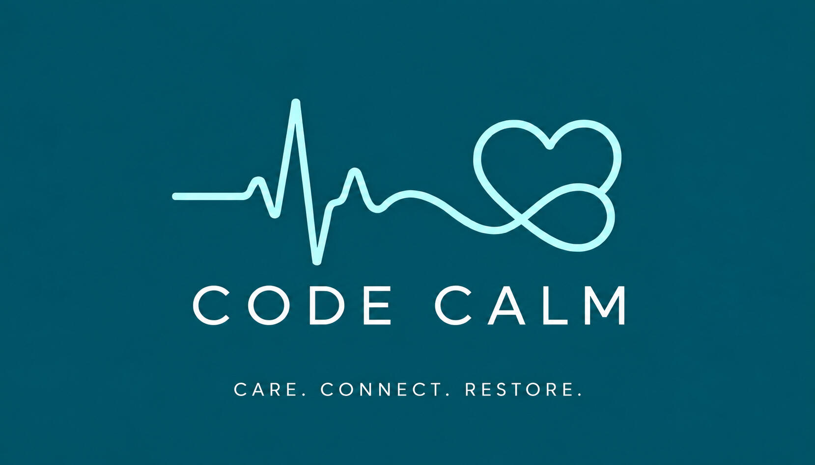 Code Calm logo featuring a heartbeat line flowing into a heart, symbolizing care, connection, and recovery.